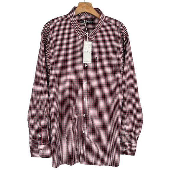 Five Four Men's Red  Blue Plaid Cotton Button-Down long sleeve Shirt 3XL new - Picture 1 of 8